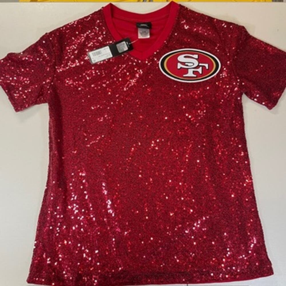 San Francisco 49es NFL Team Apparel Women's Sequined Tee